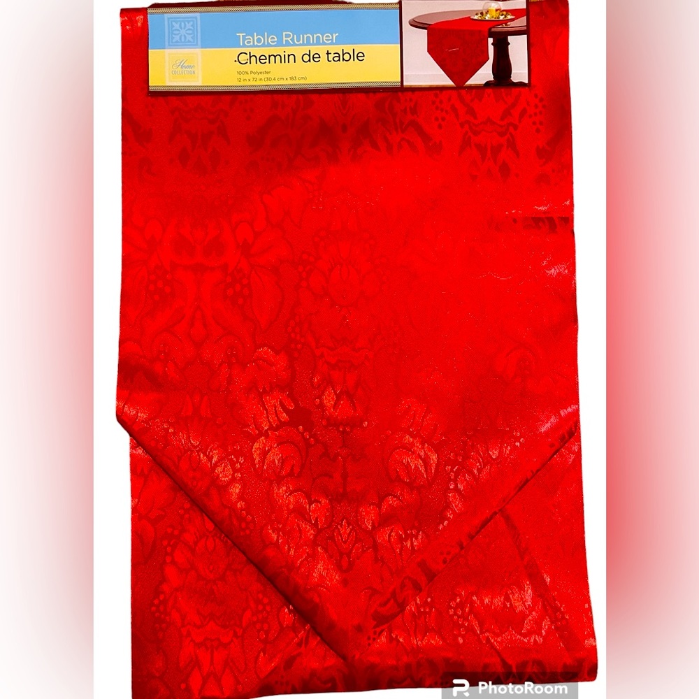 Elegant Home Collection Red Table Runner(Chemin de Table)100% Polyester